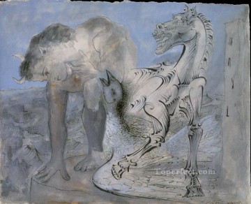 36 Lienzo - Faune cheval et oiseau 1936 Cubismo